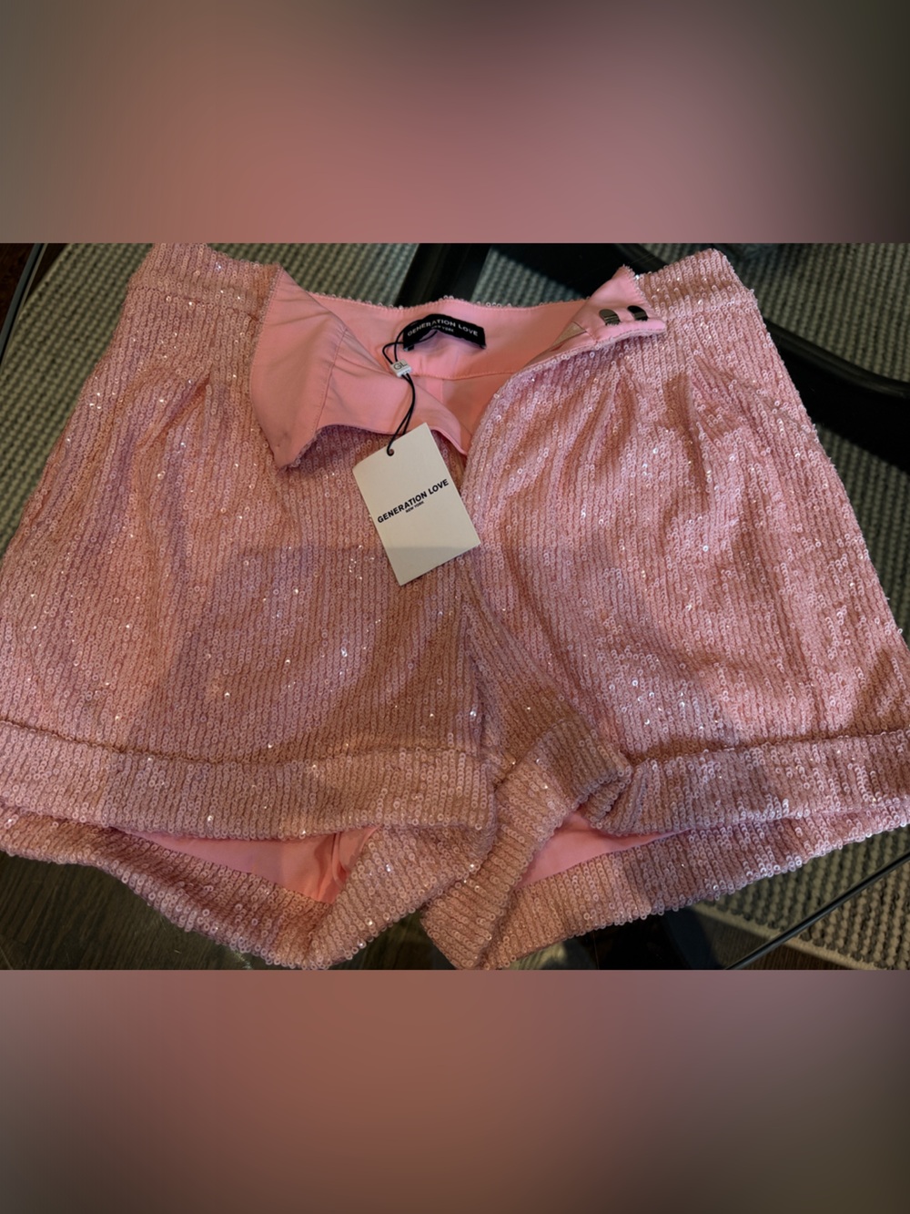 Generation Love Pink Sequin Bomber Shorts